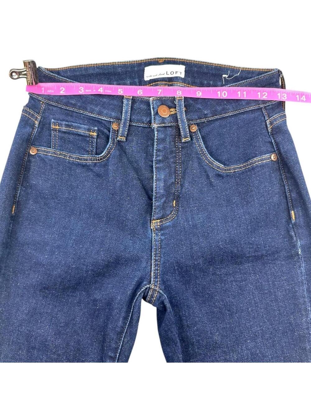 LOFT Dark Wash Flare Jeans Navy Blue Classic Five Pocket - Picture 5 of 8